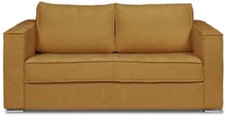 Vente-unique - Schlafsofa mit Matratze 4-Sitzer - Strukturstoff - Senfgelb - Liegefläche 160 cm - Matratze 18 cm - LORETO