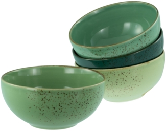 CreaTable Schale Nature Collection, Buddha Bowl 4-tlg, Steinzeug, (Set, 4-tlg), Handwerklicher Look, Vintage, Höhe 8,5 cm