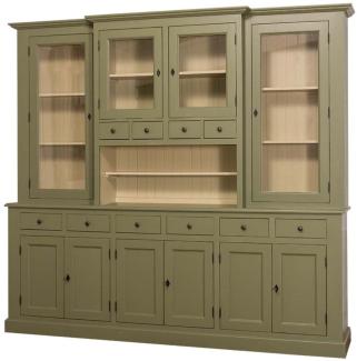 Casa Padrino Landhausstil Küchenschrank Grün / Beige 244 x 45 x H. 225 cm - 2 Teiliger Küchenschrank mit 10 Türen und 10 Schubladen