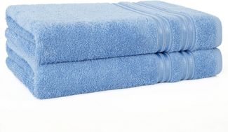HAMMETEX Duschtuch 2er Set Badetücher 70x140 cm, 100% Baumwolle, Weich & Saugstark, Frottier (Set, 2-St), mit Bordüre, einfarbig, weich