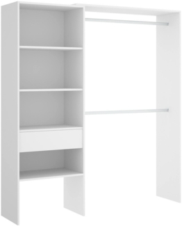 Dmora Großer Kleiderschrank Fauno, Struktur für begehbaren Kleiderschrank, offener Kleiderbügel, 160 x 40 x 187 cm, Weiß