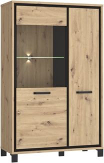 FORTE 'Trondheim' Highboardvitrine, Holzwerkstoff, Schwarz/Braun, 101,4 x 161 x 41,5 cm