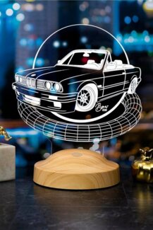 Geschenkelampe LED Nachttischlampe Klassische Automobile Nachttischlampe 3D Licht mit Gravur für AutoFans, Leuchte 7 Farben fest integriert, Geschenk für Männer, Jungen