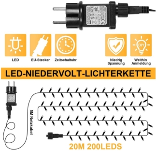 Rosnek Lichterkette 5-100M LED Lichterkette Weihnachtsbeleuchtung, mit 8 Modi & Timer, für Hochzeit Weihnachten Party