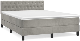 vidaXL Boxspringbett mit Matratze Hellgrau 140x190 cm Samt 3141479