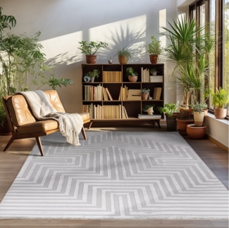 Carpettex Designteppich Geometrisch Design, Rechteckig, Höhe: 12 mm, Teppich Wohnzimmer Boho Design Skandinavische Stil Natur Optik