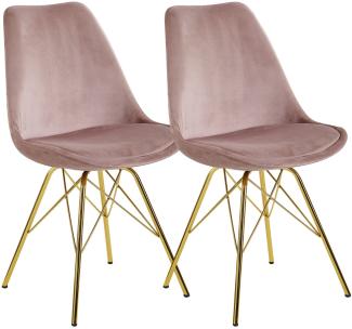 Kadima Design Skandinavische Esszimmerstühle, 2er Set. Rosa-Gold, Material: Samt, 58x48x86 cm