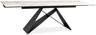 Esstisch Konferenztisch Westin III 160-240x90x76cm Marmor weiß schwarz ausziehbar