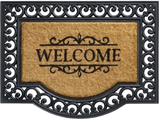 matches21 HOME & HOBBY Fußmatte Kokosmatte Welcome Spruch Ornamente als aussen Sauberlaufmatte, rechteckig, Höhe: 20 mm, Rutschfeste Kokos-Türmatte als Outdoor Schmutzfangmatte 60x80 cm