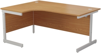 Office Hippo Robuster Büroschreibtisch, linker Ecktisch, starker und verlässlicher Arbeitsplatz, mit integrierter Kabelführung, PC-Tisch für Büro oder Zuhause, Tischplatte aus Eiche/weißes Gestell