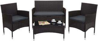 Poly-Rattan Garnitur HWC-F55, Balkon-/Garten-/Lounge-Set Sofa Sitzgruppe ~ braun, Kissen dunkelgrau