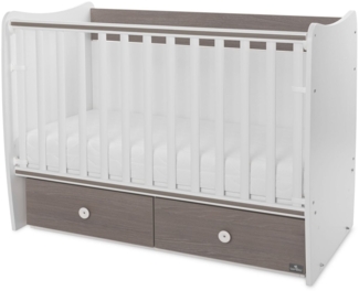 Lorelli Babybett MATRIX NEW Kinderbett 120 x 60 cm, 2 Ebenen, 2 Schubladen braun