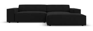 Micadoni Ecksofa Jodie 3-Sitzer Samtstoff Schwarz Rechts