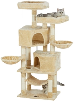 MSMASK Kratzbaum Katzenbaum Kletterbaum mit groß Höhle,Sisal-Stämme, Natur Sisal Katzenkratzbaum,mehrstöckig für große Katzen