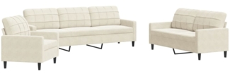 vidaXL 3-tlg. Sofagarnitur mit Kissen Creme Samt 3278439