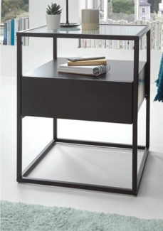 MCA furniture Beistelltisch Evora (in schwarz lackiert, Metallgestell, 43 x 43 cm, Höhe 54 cm), mit Soft-Close