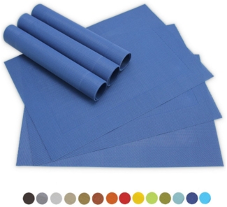 matches21 HOME & HOBBY Platzset Tischsets BORDA 6er Set Blau als Tischuntersetzer, (6-St), Abwaschbare Platzsets als Tischunterlagen für Ess-Tisch Tisch-Deko