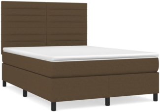 vidaXL Boxspringbett mit Matratze Dunkelbraun 140x190 cm Stoff 3141852