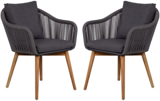 2er Set Diningsessel Solana Rope - inkl. Kissen - dunkelgrau