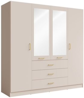 Lukas Möbel Kleiderschrank Drehtürenschrank Kleiderschrank Konos Schrank weiss o. beige mit Schubladen, Spiegel, weiss oder beige