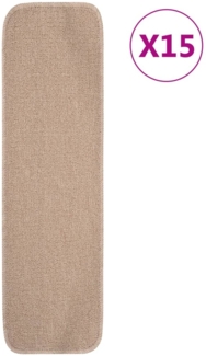 vidaXL Antirutsch Stufenmatten 15 Stk. 75x20 cm Beige Rechteckig 340403