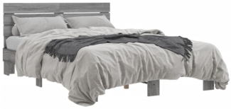 vidaXL Bettgestell Grau Sonoma 120x200 cm Holzwerkstoff und Metall 3280155