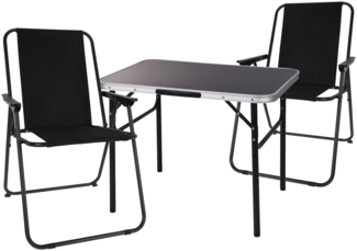 3-teiliges Campingmöbel Set Alu 120x60x58/70cm schwarz