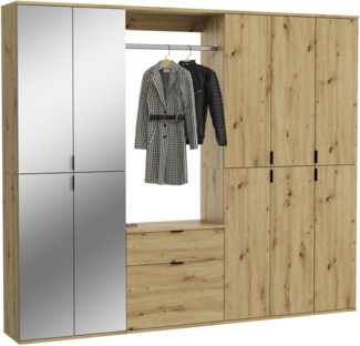INOSIGN Garderoben-Set Trondheim, Breite 213 cm, 6-teilig, bestehend aus:, (Set, 5-St), 3x Garderobenschrank, 1 Kommode, 1 Garderobenstange, 1 Ablageboden