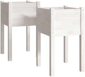 vidaXL Pflanzkübel 2 Stk. Weiß 40x40x70 cm Massivholz Kiefer 810792