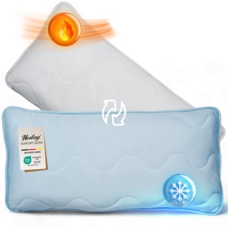 Herlag Kopfkissen 2-in-1 Sommer- & Winterseite, Bauchschläfer, Rückenschläfer, Seitenschläfer, Ganzjahres-Wendekissen Kühlend & Wärmend