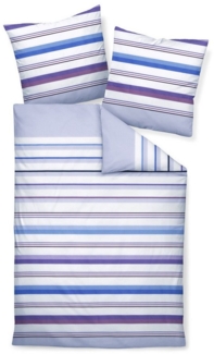 Janine J.D. Mako-Satin Bettwäsche 155x220 Streifen blau lila weiß 87094-05