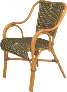 Rattansessel handgefertigt, Cafehaus-Stil, mit Armlehnen, honig - schlammgrün