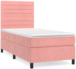 vidaXL Boxspringbett mit Matratze Rosa 90x190 cm Samt 3143060