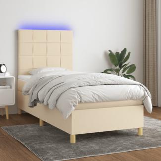 vidaXL Boxspringbett mit Matratze & LED Creme 100x200 cm Stoff