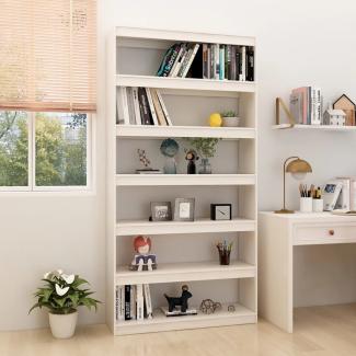 vidaXL Bücherregal/Raumteiler Weiß 100x30x200 cm Kiefer Massivholz 808229