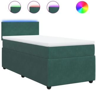 vidaXL Boxspringbett mit Matratze Dunkelgrün 100x200 cm Samt 3289959