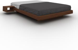 Marior HOME 'CARRE' Doppelbett, 140x200, Buchenholz, Nussbaum, Ein Tisch