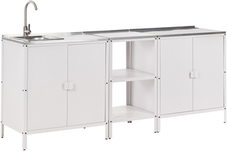 Outdoor-Küche 3er Set mit Spüle VILAMA Metall Weiß