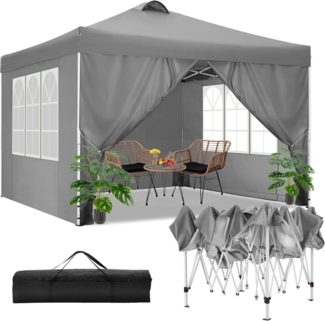 COBIZI Pavillon 3x3m Wasserdicht Stabil Winterfest mit 4 Seitenteilen & Sandsack