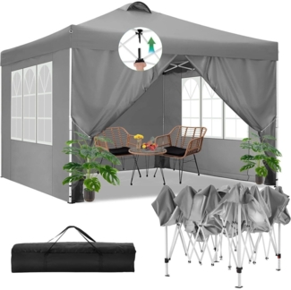 COBIZI Pavillon 3x3m Wasserdicht Stabil Winterfest mit 4 Seitenteilen & Sandsack
