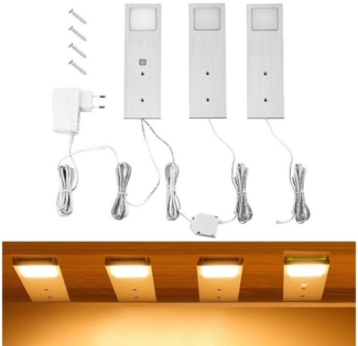 oyajia LED Unterbauleuchte 5W LED Unterbauleuchten, Flache Küchenleuchte mit Touch-Dimmfunktion, LED fest integriert, Warmweiß, Aluminium Einbaustrahler,Vitrinenleuchten Möbelleuchte Küche Möbel Set