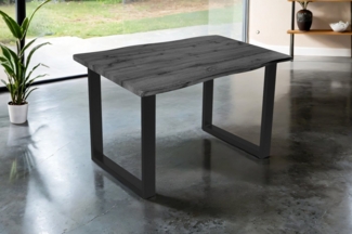 SAM® Esstisch Thoran, Holz-Optik Grau, U-Metallgestell, Baumkante