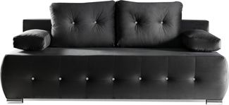 WERK2 Schlafsofa Monaco Design Bettsofa, pflegeleichter Samtoptik Bezug, Breite 205cm, 2-Sitzer Schlafcouch mit Bettkasten & funkelnden Ziersteinchen