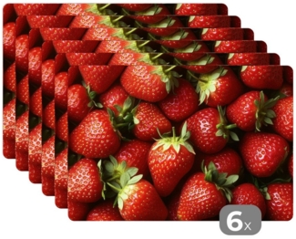 MuchoWow Platzset Erdbeere - Obst - Rot, (6-St), Platzsets, Tischset, Abwaschbar, Tischsets, Platzdeckchen