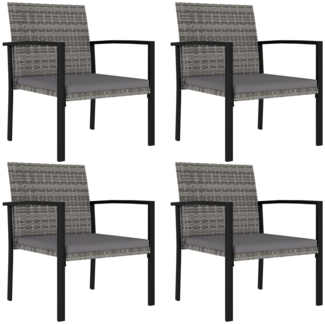 vidaXL Garten-Essstühle 4 Stk. Poly Rattan Grau 317173