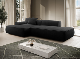 Vente-unique - Ecksofa - Ecke links - Cord - Schwarz - ERYNEL