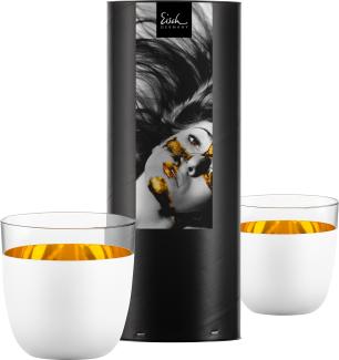 Eisch Becher 2er Set Cosmo Pure White, Trinkbecher, Gläser, Kristallglas, Gold, Reinweiß, 390 ml, 77410416