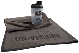 Universum Sportwear Sporthandtuch 2 Sport Handtuch mit Tasche Set 50x100, Jacquardmusterung-100% Baumwolle