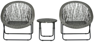 MC Star Balkonset Klappbare Gartengarnitur Balkonset mit Couchtisch & 2 Stühlen, (inkl. Kissen, Stahl grau für Terrasse & Garten)