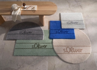 s.Oliver Badematte Allie, Badvorleger, Badezimmer Teppich, Duschvorleger, Höhe 10 mm, rutschhemmend beschichtet, schnell trocknend, strapazierfähig, Polyester, rund, Badteppich, weiche Haptik, unifarben mit s.Oliver Schriftzug